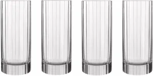 Luigi Bormioli Bach - Set of 4 Highball Glasses - Ribbed Crystal 16.5 Oz. Drinking Glass, for Cocktails, Water, Juice, Made in Italy.