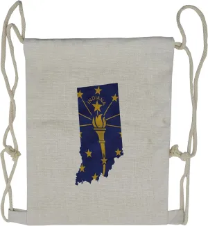 Lunarable Indiana Drawstring Backpack, Hoosier State Map and Flag, Sackpack Bag