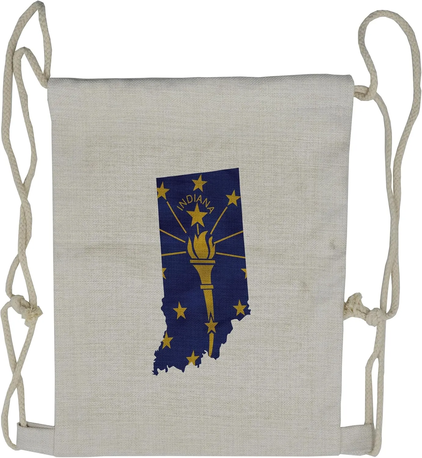 Lunarable Indiana Drawstring Backpack, Hoosier State Map and Flag, Sackpack Bag