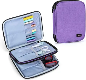 LUXJA Carrying Bag Compatible with Cricut Pen Set and Basic Tool Set, Double-layer Organizer Compatible with Cricut Accessories (Bag Only), Purple