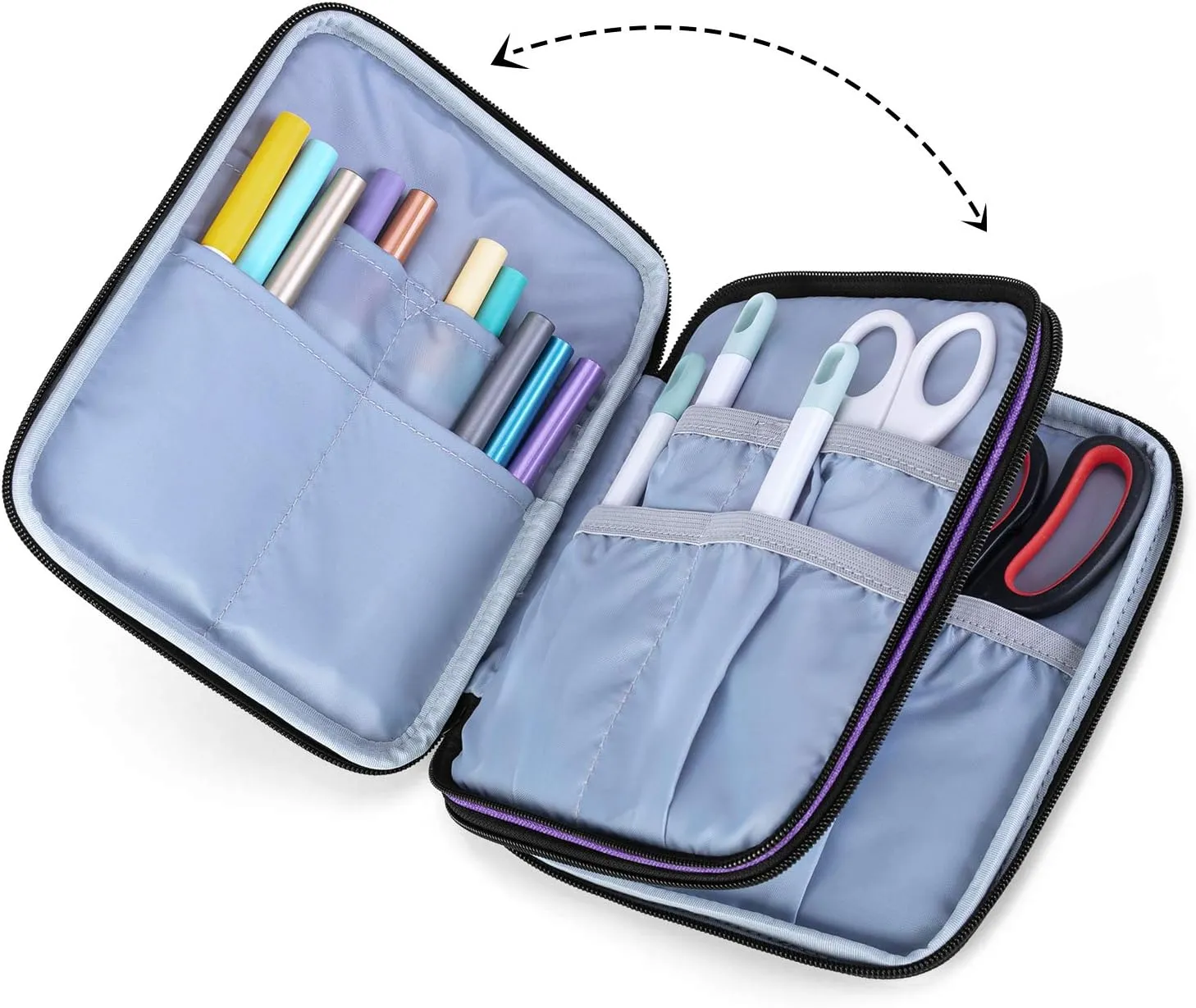LUXJA Carrying Bag Compatible with Cricut Pen Set and Basic Tool Set, Double-layer Organizer Compatible with Cricut Accessories (Bag Only), Purple