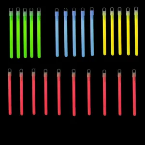 M-Tac Bright Glow Sticks 6 inch - 24 Hours Duration - Emergency Chem Light Sticks 25 Pack (10 Pcs Red, 5 Pcs Green, 5 Pcs Blue, 5 Pcs Yellow)
