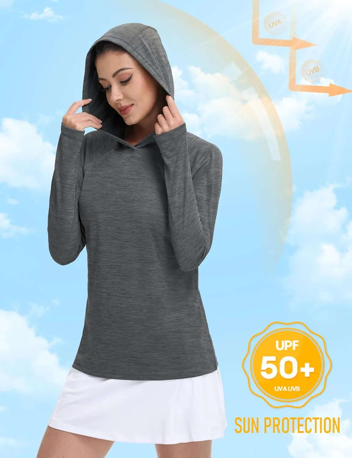 MAGCOMSEN Women's Sun Protection Hoodie Shirts UPF 50  Long Sleeve Top Quick Dry Lightweight for Hiking Athletic