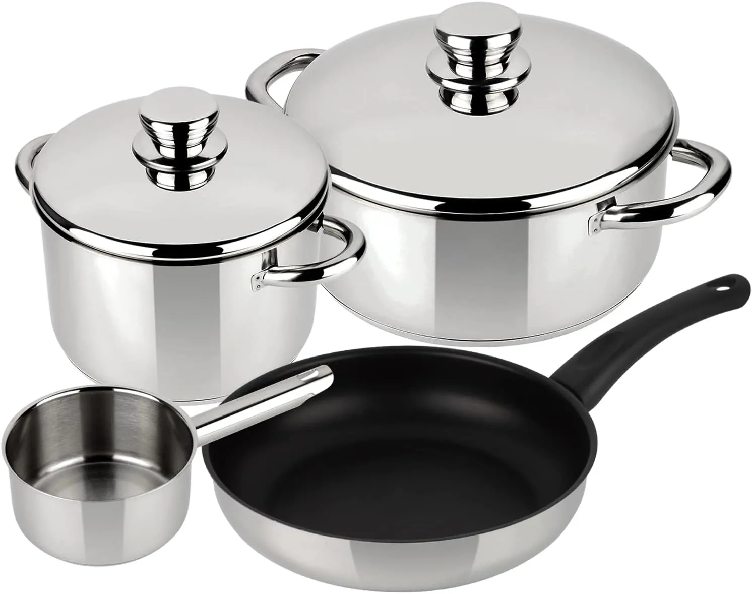 MAGEFESA Couple 6-Piece Cookware Set, Includes Stockpot, Dutch oven, Saucepan and Deep Frypan, Stainless Steel, Compatible with All Types of Stovetops, INDUCTION, Easy Cleaning and Dishwasher safe