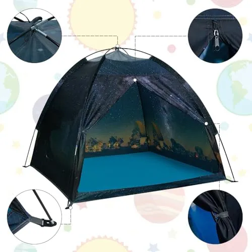 Magnetic Kids Play Tent - Imaginative Popup Space Tent for Indoor/Outdoor Fun - Galaxy Dome Playhouse for Boys & Girls - Perfect Kid's Gift - 47" x 47" x 43"