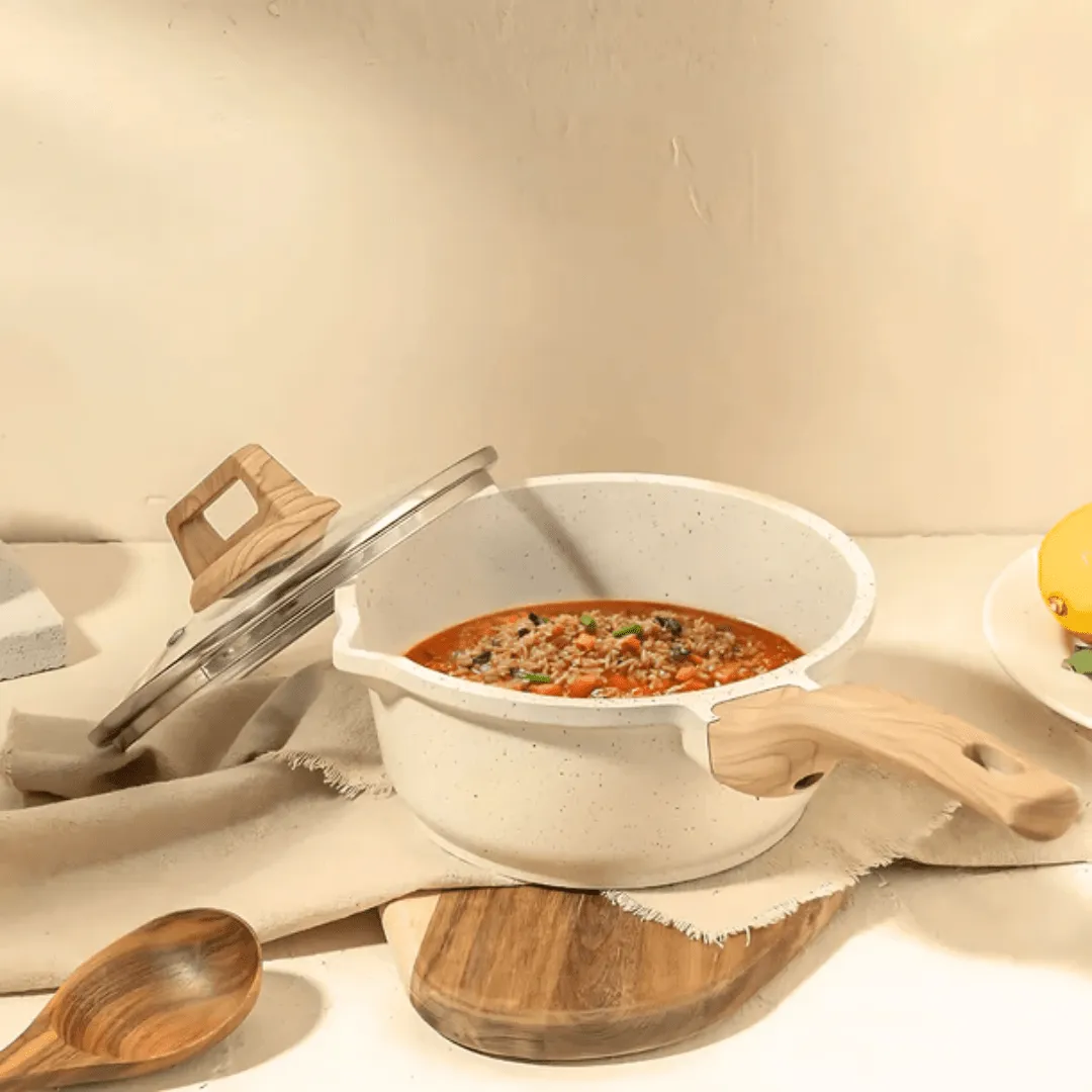Maifan Stone Non-Stick Pot (White-18cm)