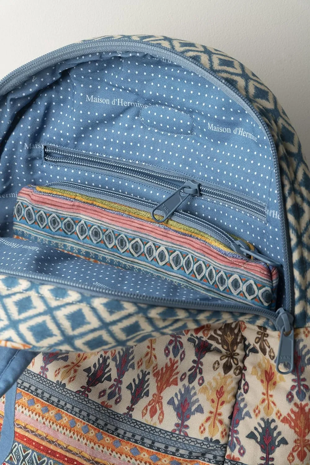 Maison d' Hermine Backpack Cotton Shoulder Backpack with Small Pouch Lightweight Bag for Travel Work Beach Perfect for Women & Men (Ikat - Ikatan)