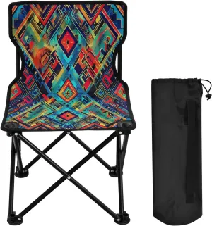 Mandala Colorful Flower Pattern Portable Outdoor Folding Chair Anti-Slip Padded Oxford Cloth Stool Camping Chair Small for Beach Hiking Fishing Gardening Quad Camp Chair