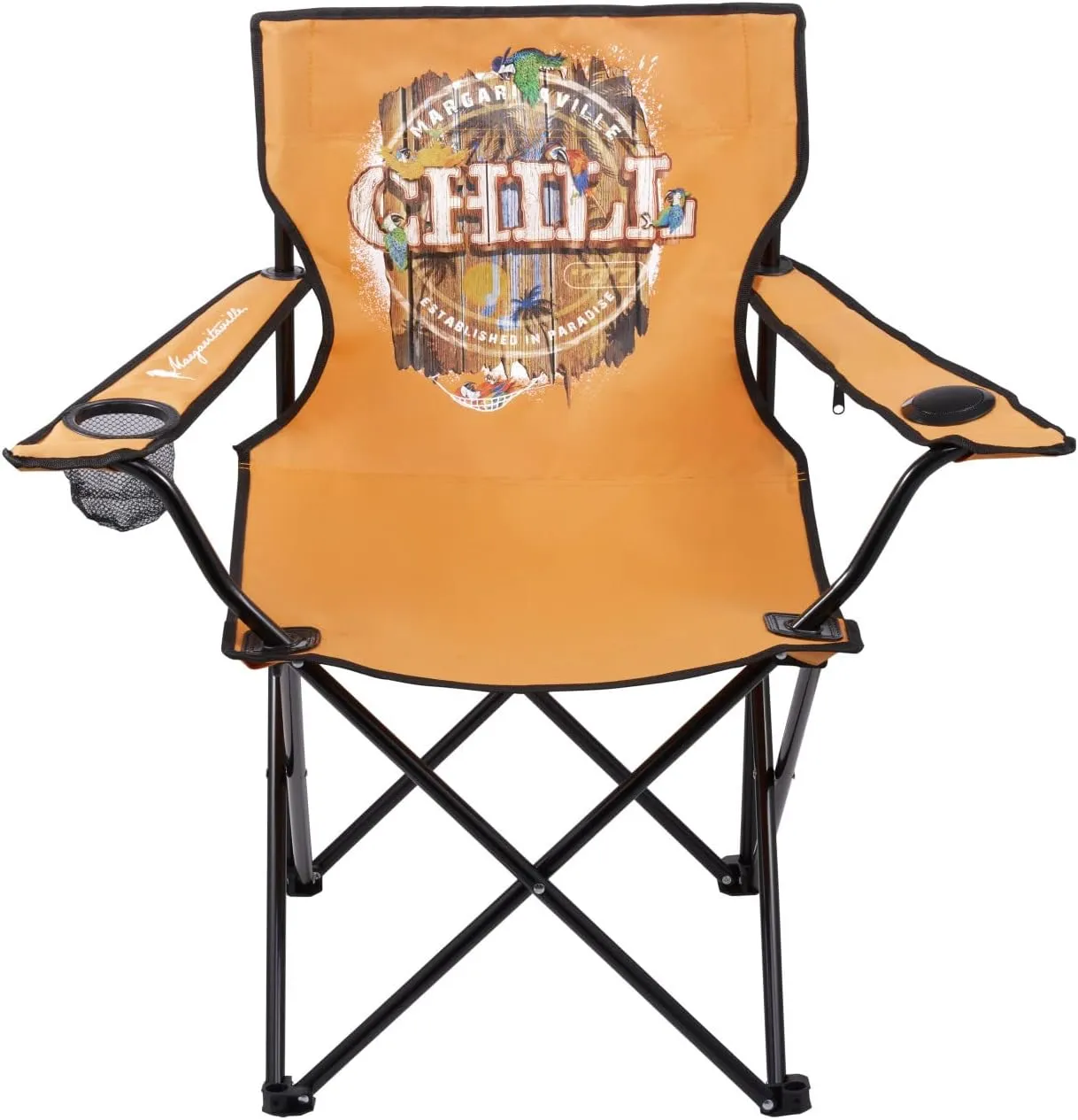 Margaritaville Folding Chair with Wireless Speakers, Beach Chair with Waterproof Wireless Speakers, 5 Hour Playback Time, 20 Foot Bluetooth Range, Cup Holder, Backpack, Padded Head and Neck Rest