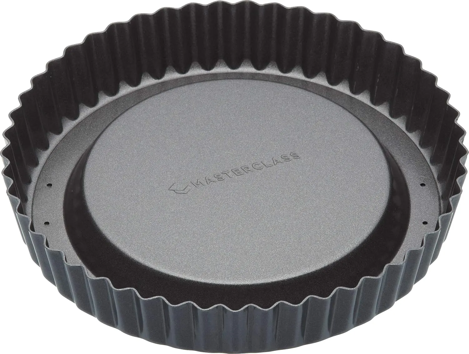 MasterClass Sponge Flan Tin with Raised Loose Base, 20 cm Fluted Tin, Non Stick, Heavy Duty Carbon Steel, PFOA Free, Grey