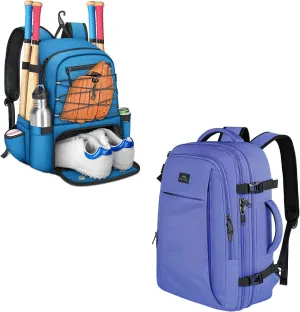 MATEIN Expandable Travel Backpack for Women，Baseball Bat Bag for 4 Bats with Ball Pocket, Lightweight Baseball Backpack with Shoe Compartent, 50L Carry on Backpack with Wet Bag Flight Approved Luggage