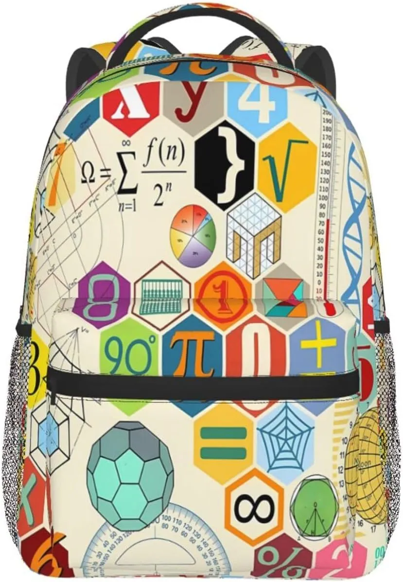 Math Formula Symbols Casual Backpack Sport Backpacks Work Travel Rucksack Lightweight Laptop Daypack Adjustable Straps Bags with Pockets for Cycling Hiking