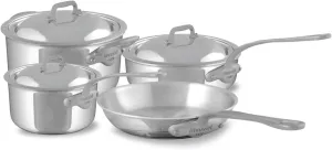 Mauviel M'Cook SB 5-Ply Stainless Steel 7-Piece Cookware Set With Brushed Cast Stainless Steel Handles, Made In France