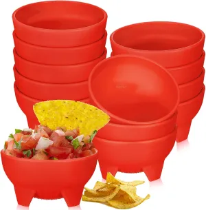 Maxcheck 12 Pcs Salsa Bowls for Party 4.5" Diameter, Plastic Mexican Salsa Bowls Guacamole Cute Chips and Food Serving Dish for Party Fiesta Chip Dish food Candy(Red)