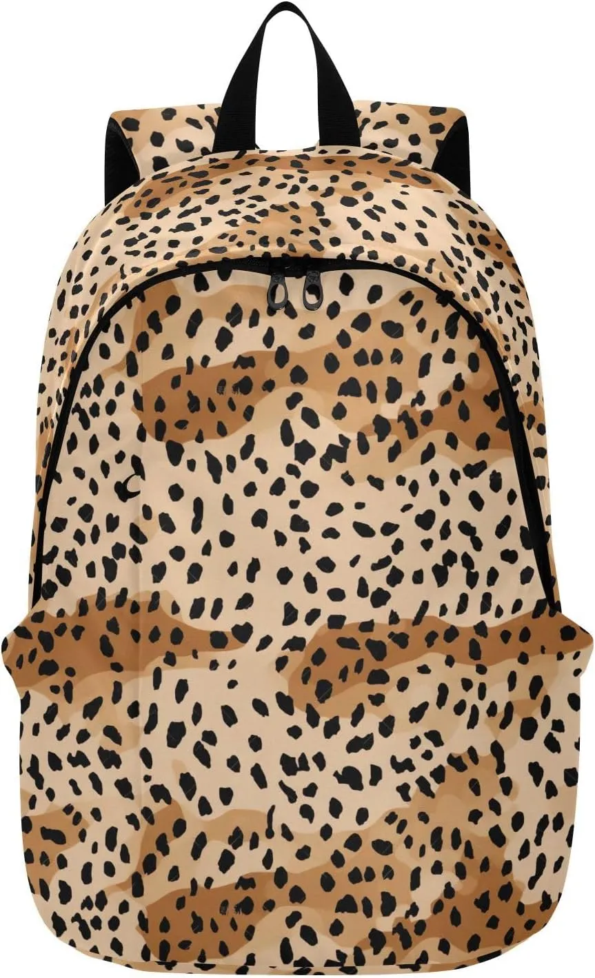 MCHIVER Travel Backpack Black Yellow Leopard Fashion Casual Daypack Backpacks Lightweight Carry on Bag Water Resistant Hiking Backpack for Men and Women