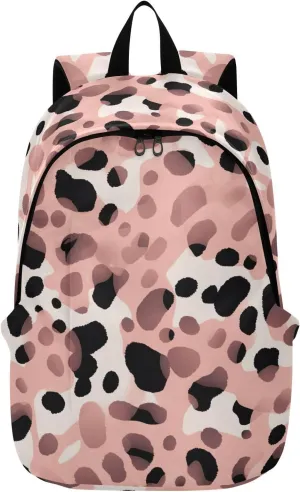 MCHIVER Travel Backpack Leopard Fashion Pink Casual Daypack Backpacks Lightweight Carry on Bag Water Resistant Hiking Backpack for Women and Men