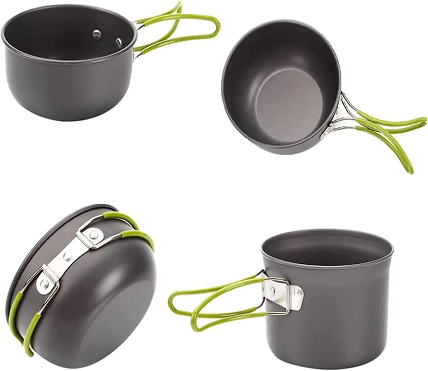 MDybf Portable Cookware Set, Camping Kitchen Utensils Set, Outdoor Cooking Travel Set, Fruit Green Handle