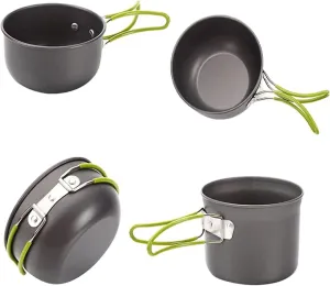MDybf Portable Cookware Set, Camping Kitchen Utensils Set, Outdoor Cooking Travel Set, Fruit Green Handle