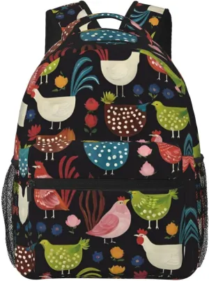 Men Women Lightweight Cluck! Cluck Chicken Art Backpack Large Capacity Carry On Bag With Padded Straps for Sports Work Walking Cycling