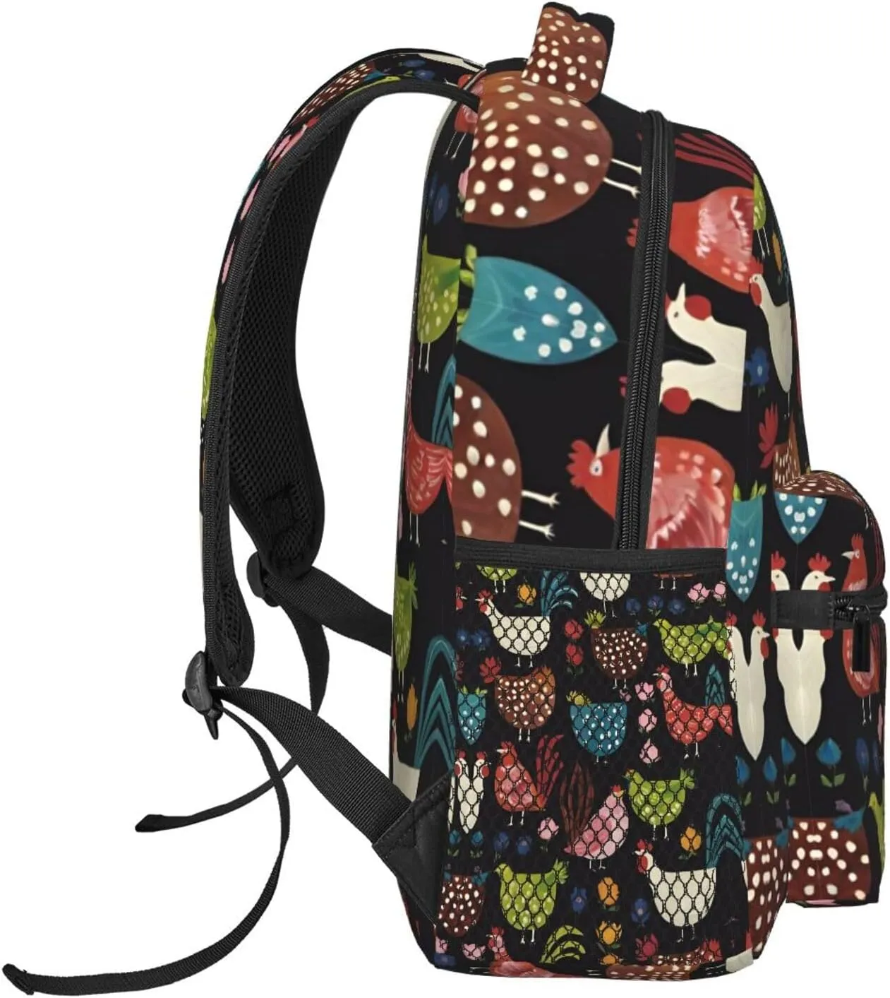 Men Women Lightweight Cluck! Cluck Chicken Art Backpack Large Capacity Carry On Bag With Padded Straps for Sports Work Walking Cycling