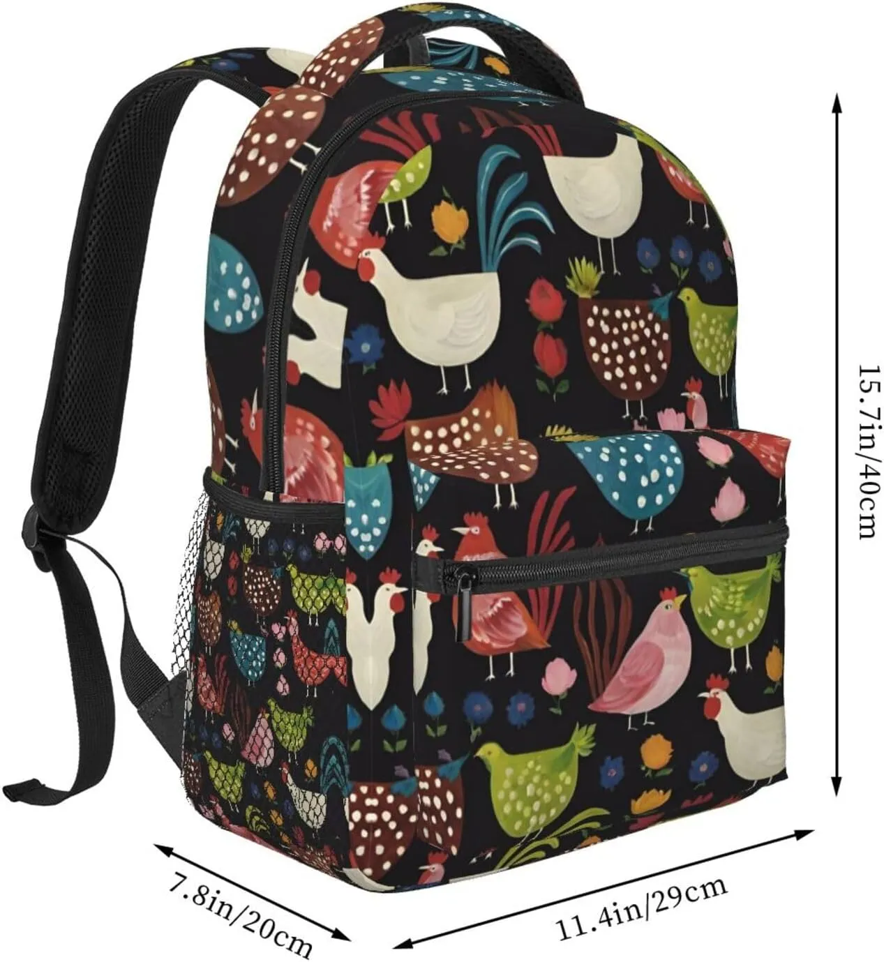 Men Women Lightweight Cluck! Cluck Chicken Art Backpack Large Capacity Carry On Bag With Padded Straps for Sports Work Walking Cycling