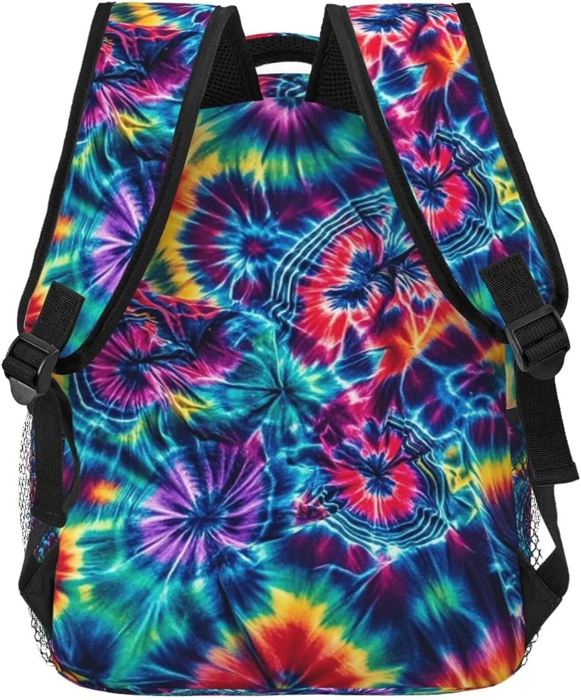 Men Women Polyester Colorful Tie Dye Art Daypack Big Capacity Shoulder Bag With Adjustable Shoulder Straps for Camping Travel Walking Cycling