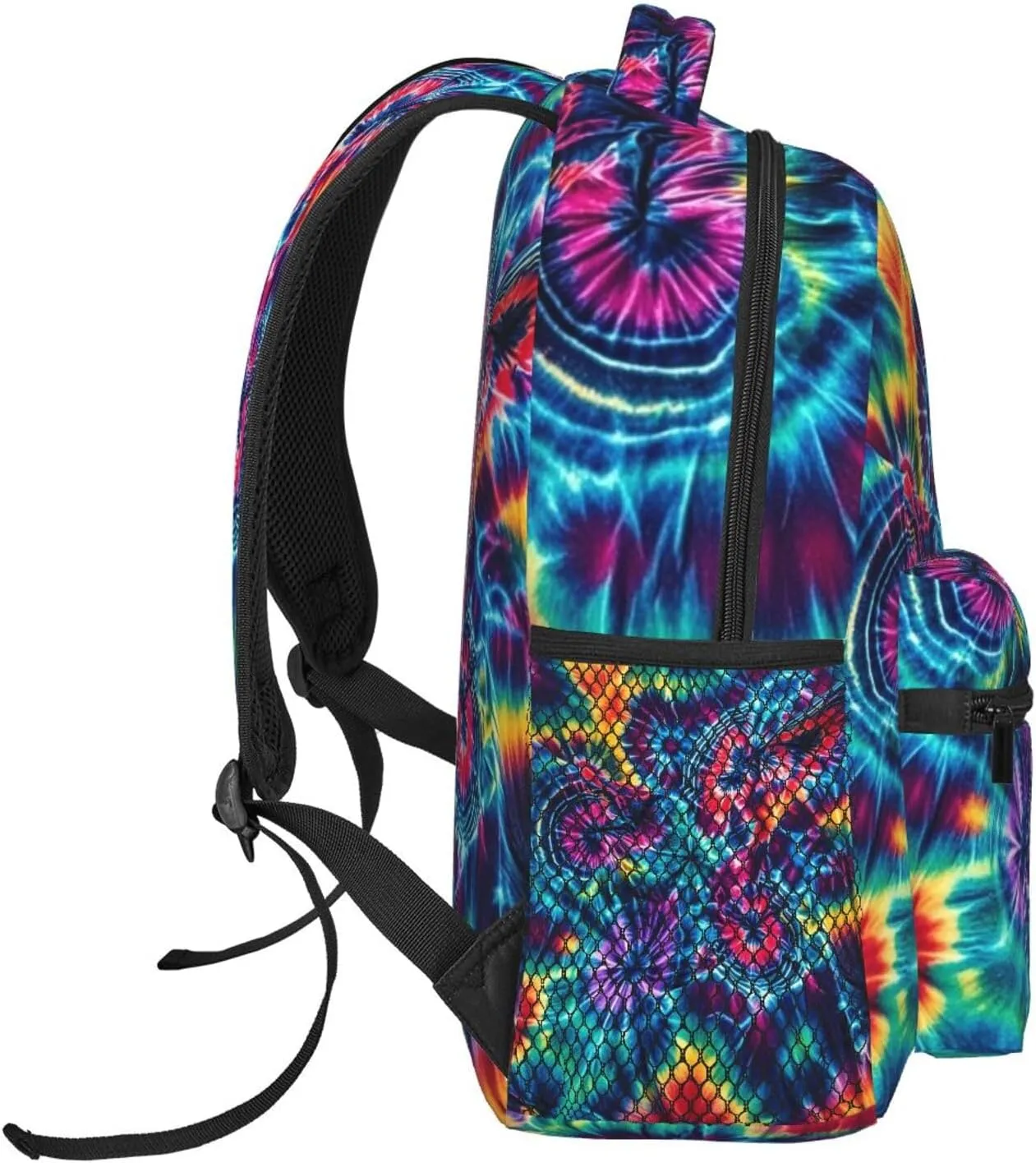 Men Women Polyester Colorful Tie Dye Art Daypack Big Capacity Shoulder Bag With Adjustable Shoulder Straps for Camping Travel Walking Cycling