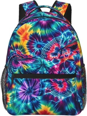 Men Women Polyester Colorful Tie Dye Art Daypack Big Capacity Shoulder Bag With Adjustable Shoulder Straps for Camping Travel Walking Cycling