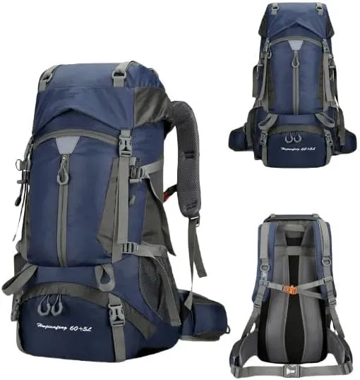 Men's and Women's Travel Bag Backpack, 65L Waterproof and Durable Sports Backpacks, Weekend Gym Bags, Overnight Camping Backpacks, Suitable for Outdoor Travel, Camping, and Climbing(Dark blue)