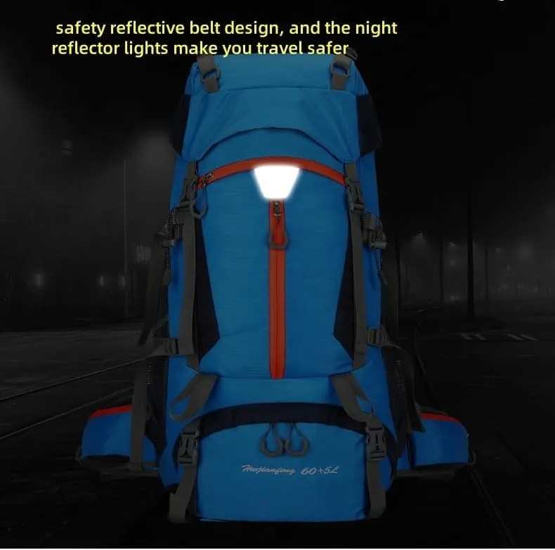 Men's and Women's Travel Bag Backpack, 65L Waterproof and Durable Sports Backpacks, Weekend Gym Bags, Overnight Camping Backpacks, Suitable for Outdoor Travel, Hiking and Camping, and Climbing(Orange)
