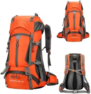 Men's and Women's Travel Bag Backpack, 65L Waterproof and Durable Sports Backpacks, Weekend Gym Bags, Overnight Camping Backpacks, Suitable for Outdoor Travel, Hiking and Camping, and Climbing(Orange)