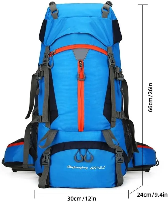 Men's and Women's Travel Bag Backpack, 65L Waterproof and Durable Sports Backpacks, Weekend Gym Bags, Overnight Camping Backpacks, Suitable for Outdoor Travel, Hiking and Camping, and Climbing(Orange)