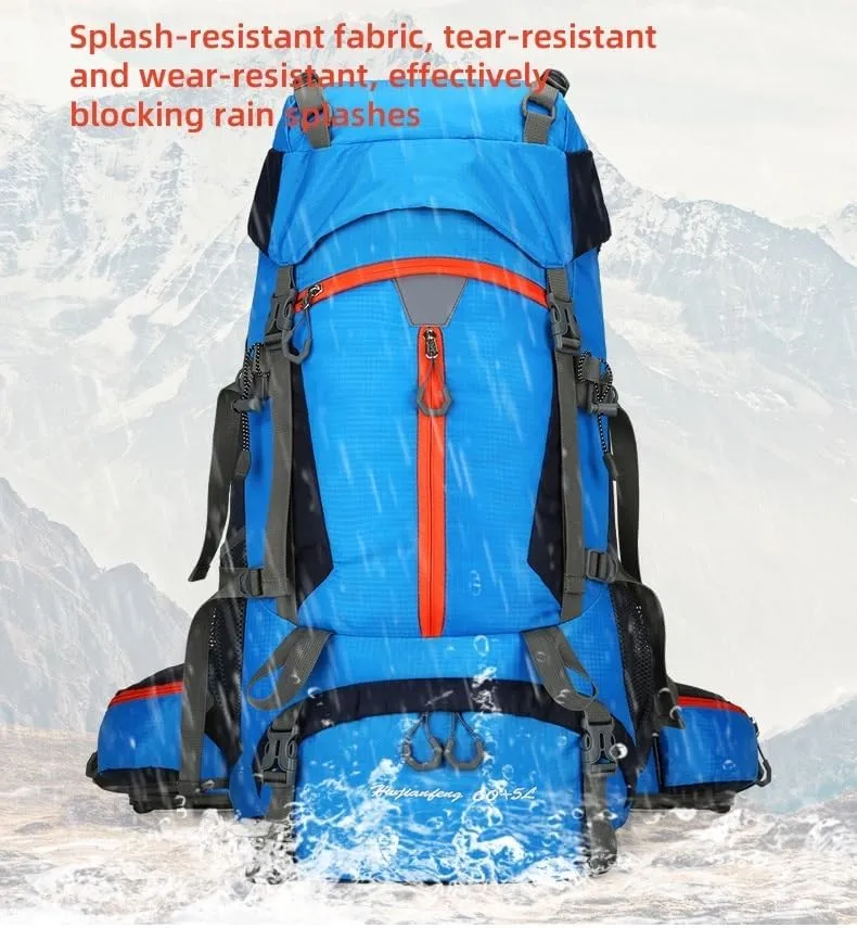 Men's and Women's Travel Bag Backpack, 65L Waterproof and Durable Sports Backpacks, Weekend Gym Bags, Overnight Camping Backpacks, Suitable for Outdoor Travel, Hiking and Camping, and Climbing(Orange)
