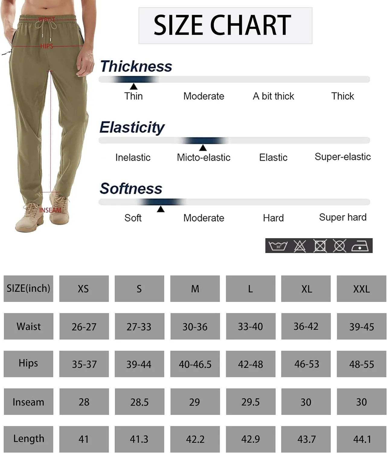 Men's Athletic Hiking Pants Lightweight Quick Dry Travel Fishing Joggers Running Workout Active Track Pants