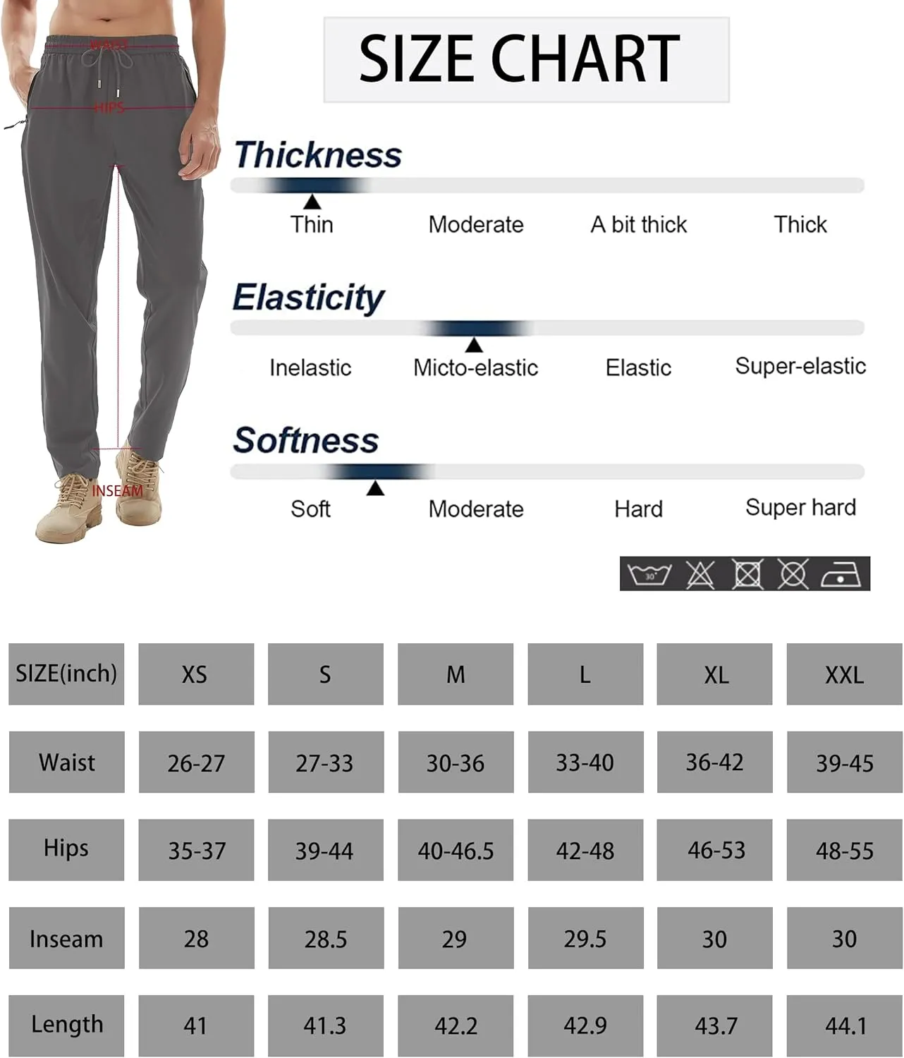 Men's Athletic Hiking Pants Lightweight Quick Dry Travel Fishing Joggers Running Workout Active Track Pants