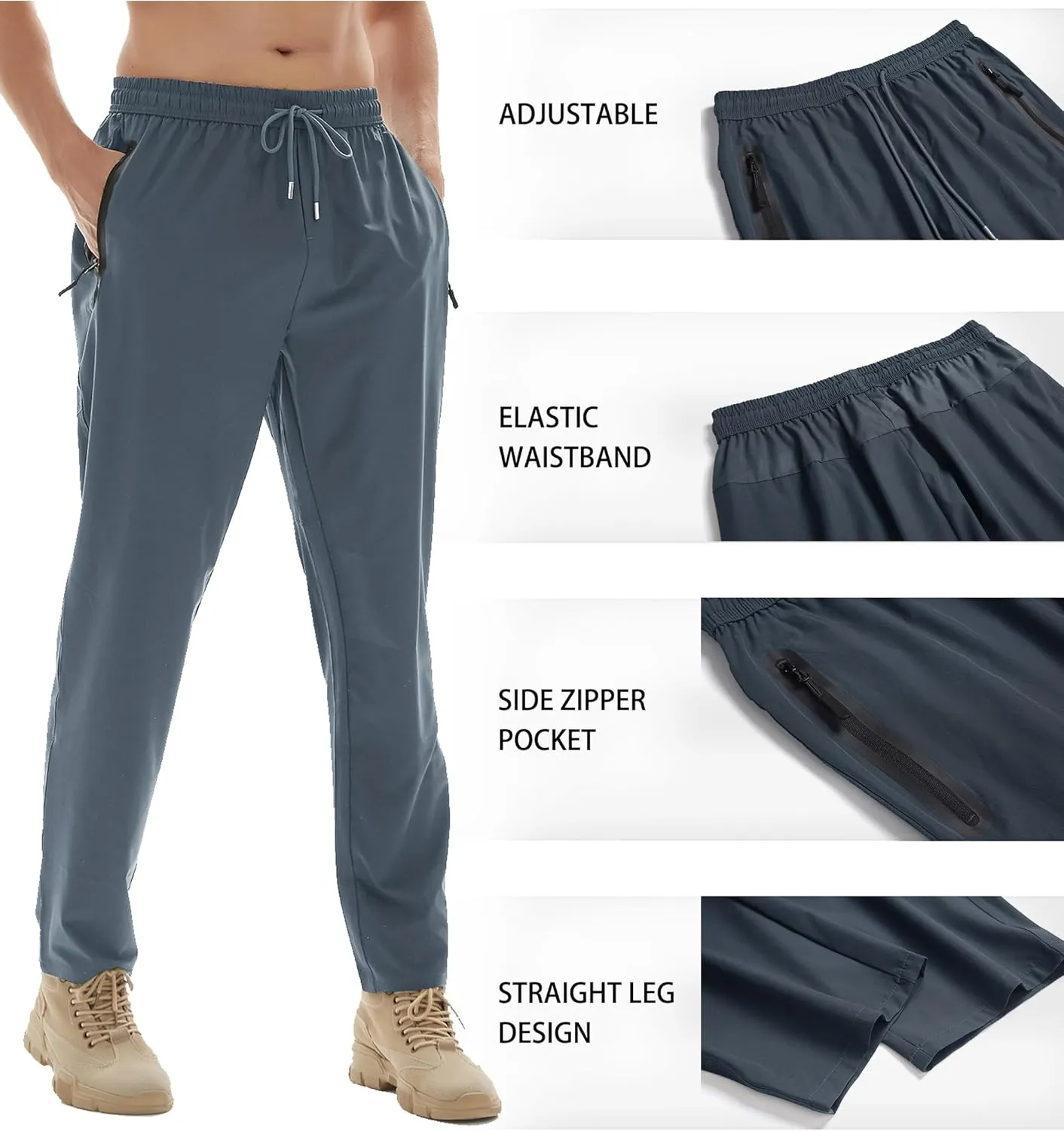 Men's Athletic Hiking Pants Lightweight Quick Dry Travel Fishing Joggers Running Workout Active Track Pants