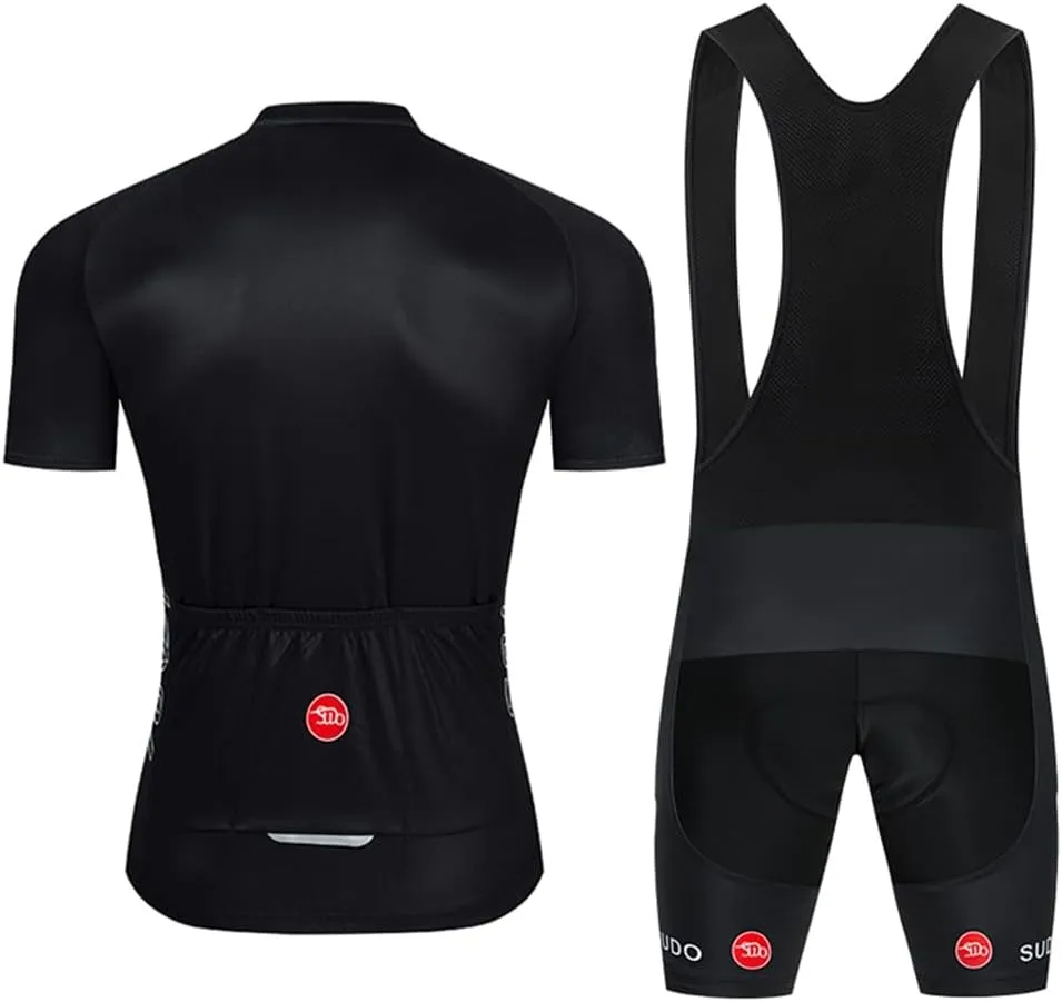 Men's Cycling Jersey Set Road Bike Shirts Short Sleeve Breathable Cycling Clothing Bib Shorts with 20D Gel Padded