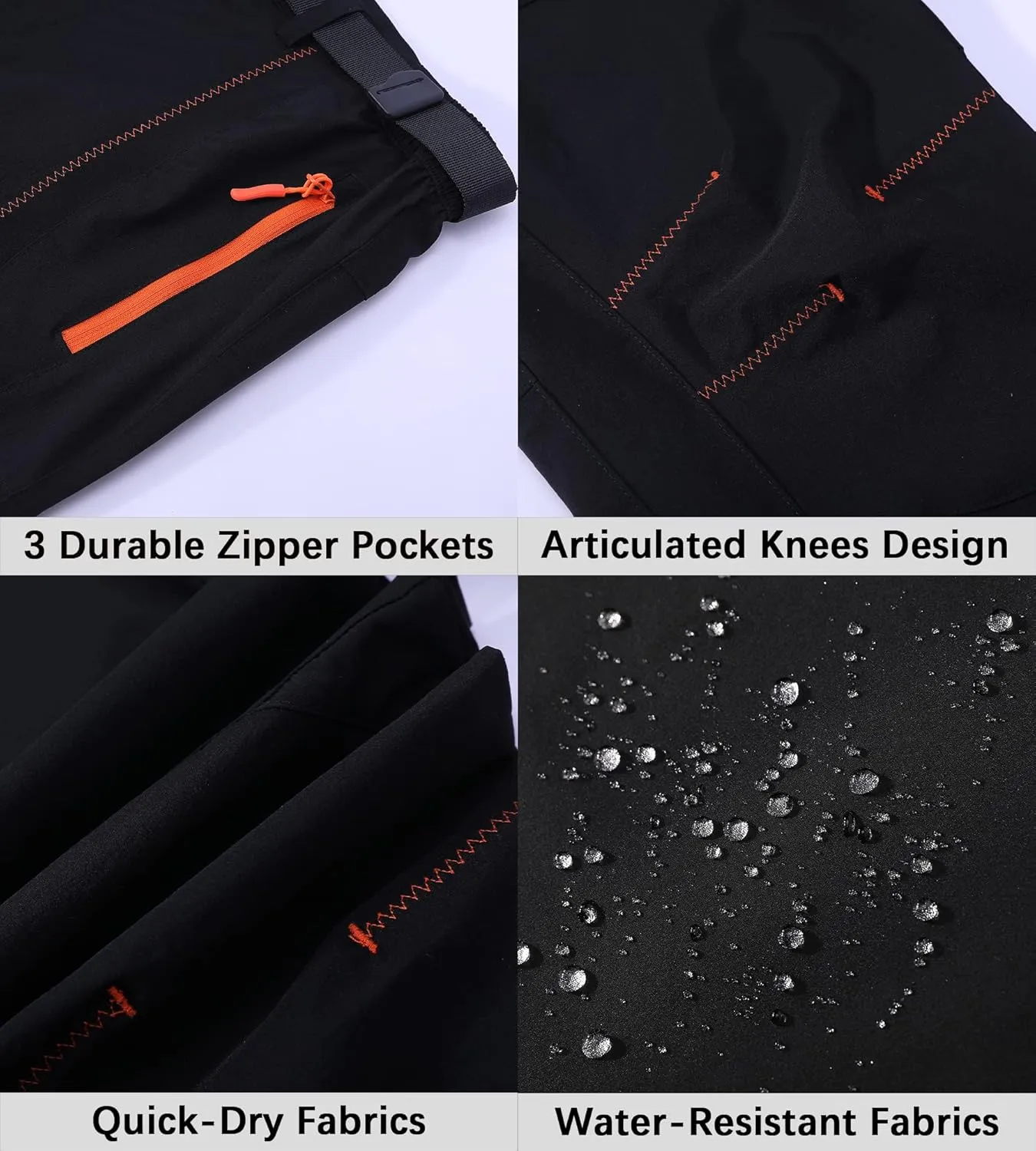 Men's Hiking Cargo Pants Quick-Dry Outdoor Water Resistant Lightweight Mountain Breathable Zipper Pocket Work Pants