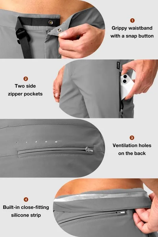 Men's Mountain Bike Shorts Stretch Cycling Biking Bicycle Quick Dry Hiking Shorts for Men Zipper Pockets