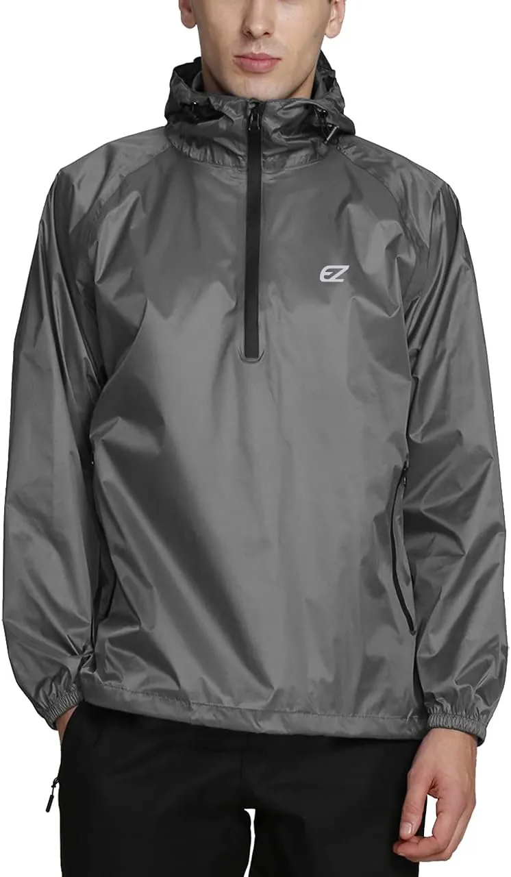 Men's Waterproof Hooded Rain Jacket Running Cycling Hiking Gear Windbreaker Lightweight Packable Raincoat