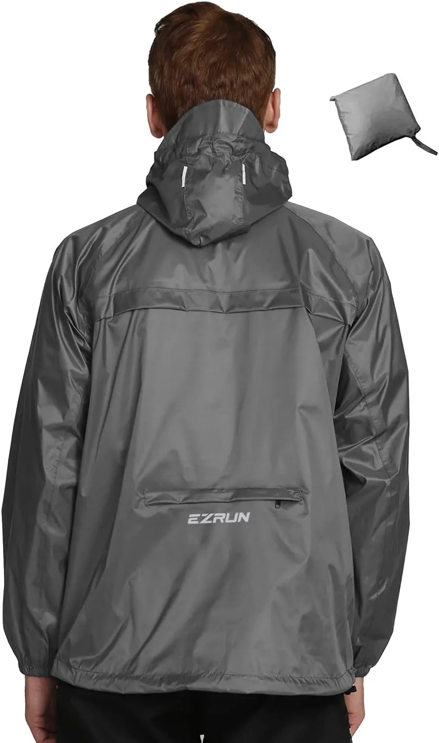 Men's Waterproof Hooded Rain Jacket Running Cycling Hiking Gear Windbreaker Lightweight Packable Raincoat
