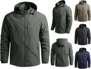 Mens Waterproof Rain Jacket Lightweight Packable Breathable Hooded Shell Jacket Windproof Durable for Hiking Travel Outdoor