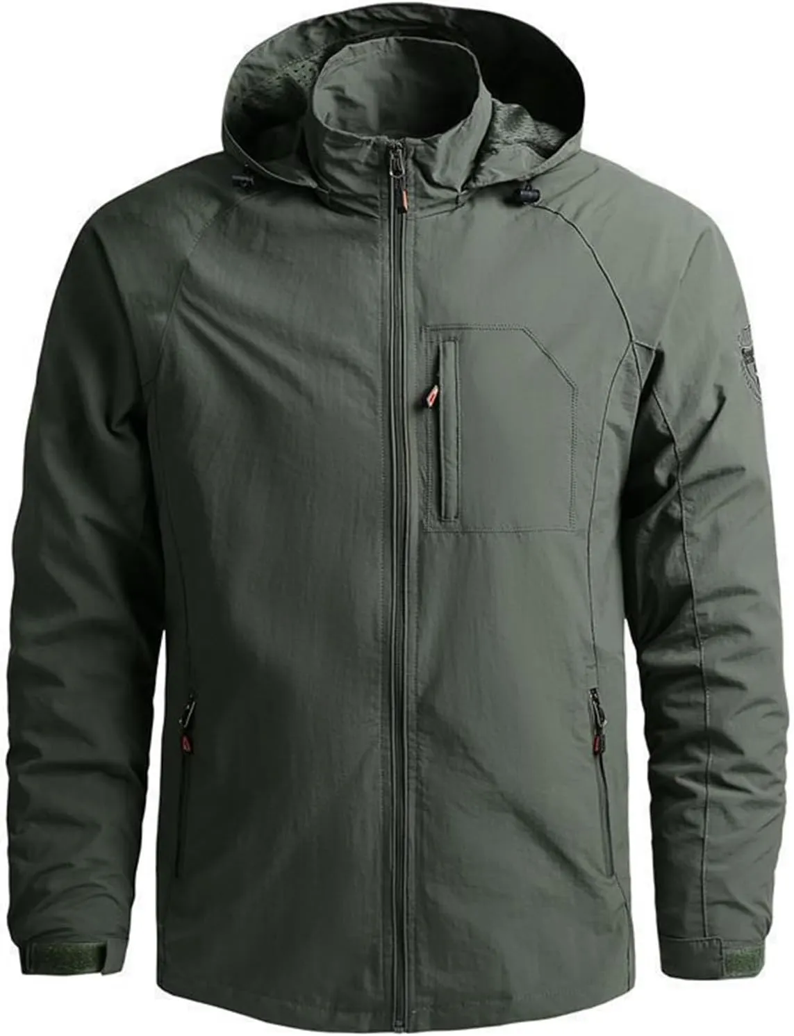 Mens Waterproof Rain Jacket Lightweight Packable Breathable Hooded Shell Jacket Windproof Durable for Hiking Travel Outdoor