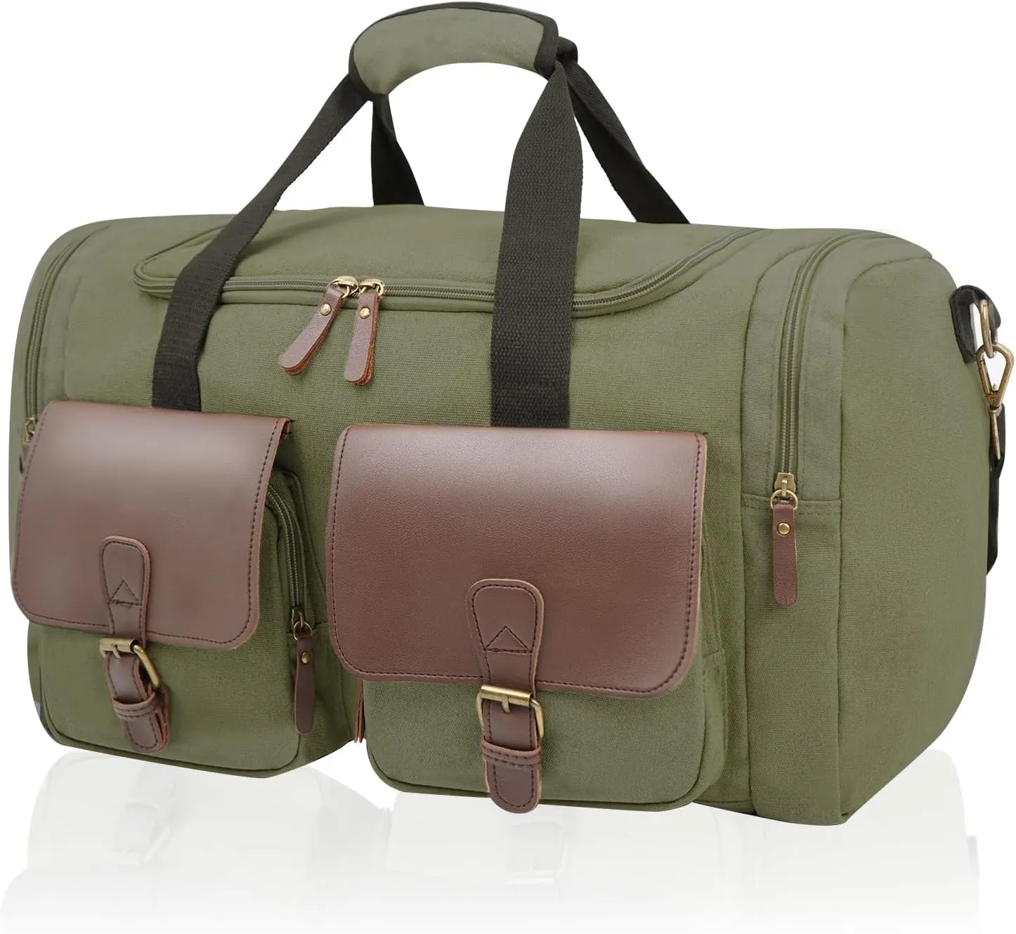 Men's Weekender Overnight Bag Multi-Compartment, Carry-On Travel Gym Bag for Men, Retro Design,Armygreen