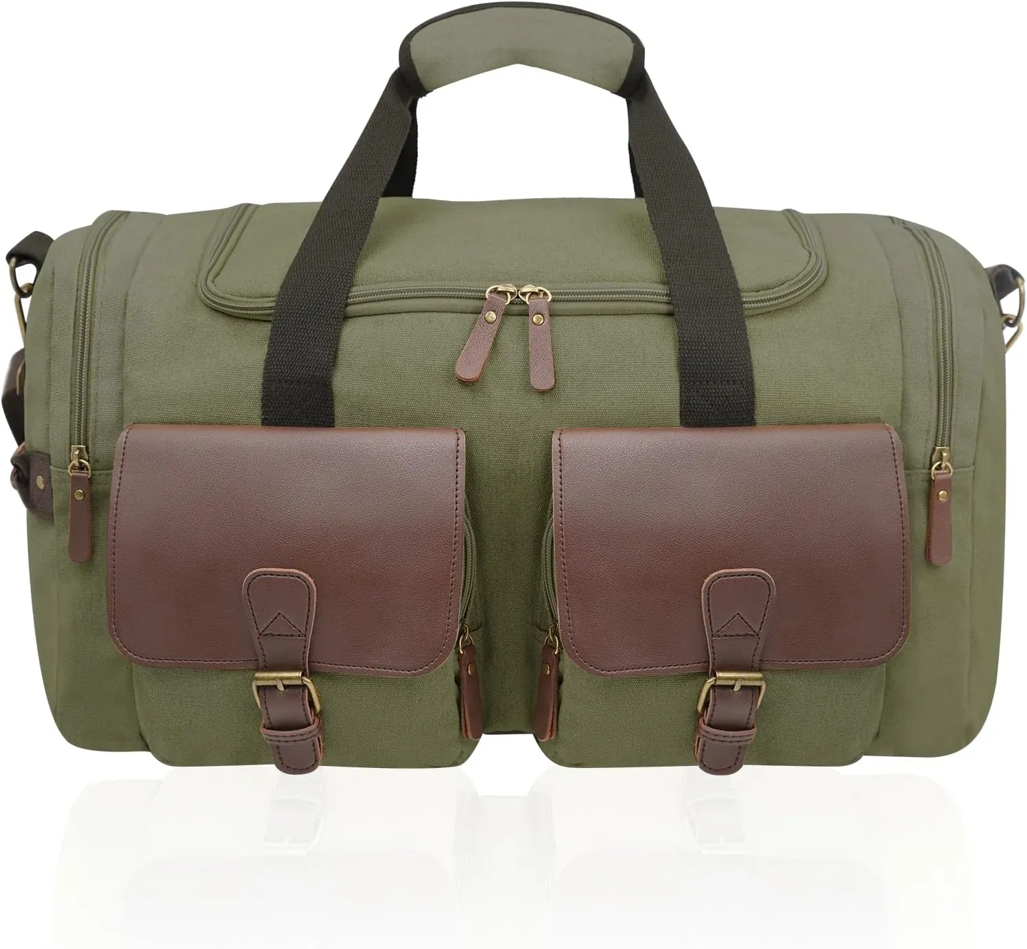 Men's Weekender Overnight Bag Multi-Compartment, Carry-On Travel Gym Bag for Men, Retro Design,Armygreen