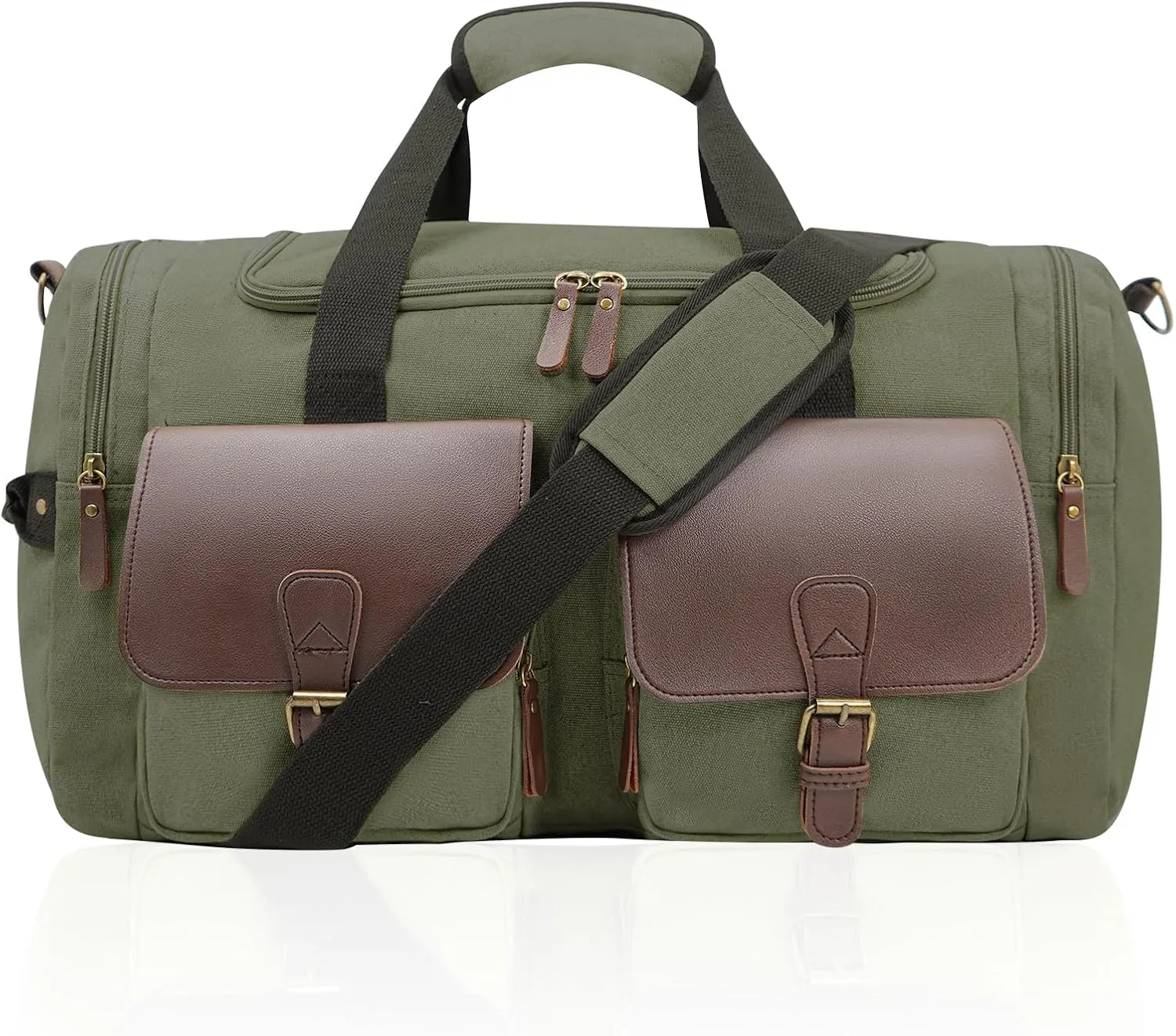 Men's Weekender Overnight Bag Multi-Compartment, Carry-On Travel Gym Bag for Men, Retro Design,Armygreen