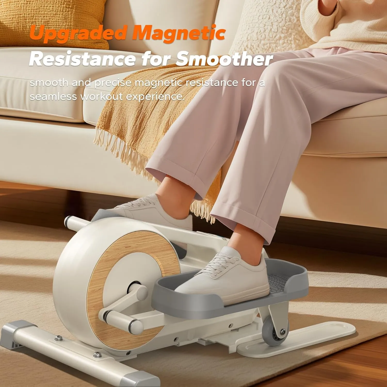 MERACH Under Desk Elliptical Machine, Ellipse Leg Exerciser as Seen on TV - Electric Seated Pedal Exerciser with 8 Resistance Levels, Quiet & Portable Pedal Exerciser for Seniors & Adults