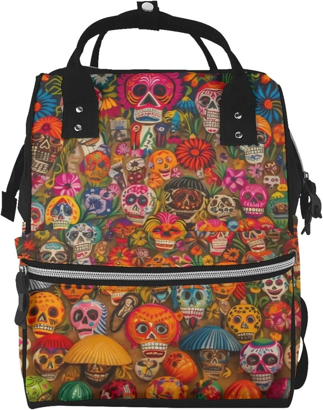 Mexican folk art Diaper Bag Essentials Travel Tote Nappy Backpack Large Capacity Mummy Backpack Multifunction Waterproof Teacher Nurse Bag 15.7 inch Work laptop Bags