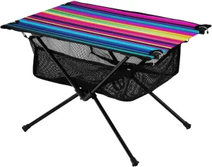 Mexican Stripe Print Portable Folding Camping Table, Compact Lightweight Beach Table with Carrying Bag for Outdoor Picnics, BBQs, Camp
