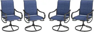MFSTUDIO Outdoor Swivel Patio Dining Chairs Set of 4, High Back Padded Textilene Patio Chairs for Balcony, Backyad, Deck, Garden (Padded Navy Fabric,Black Frame)